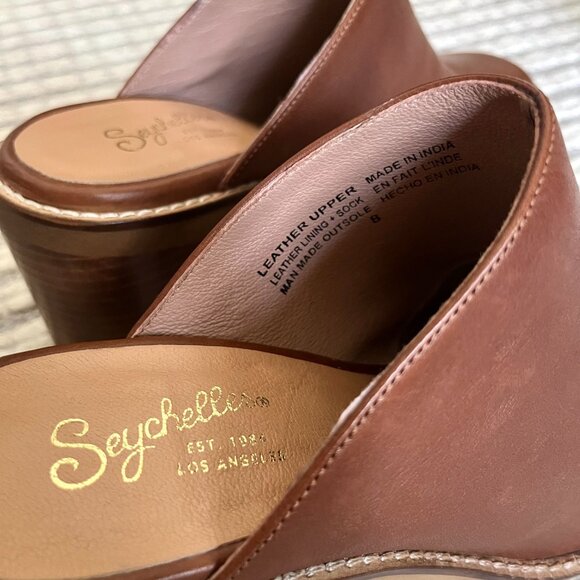 Seychelles Brown Leather Mule Heels Size 8 - Picture 4 of 5